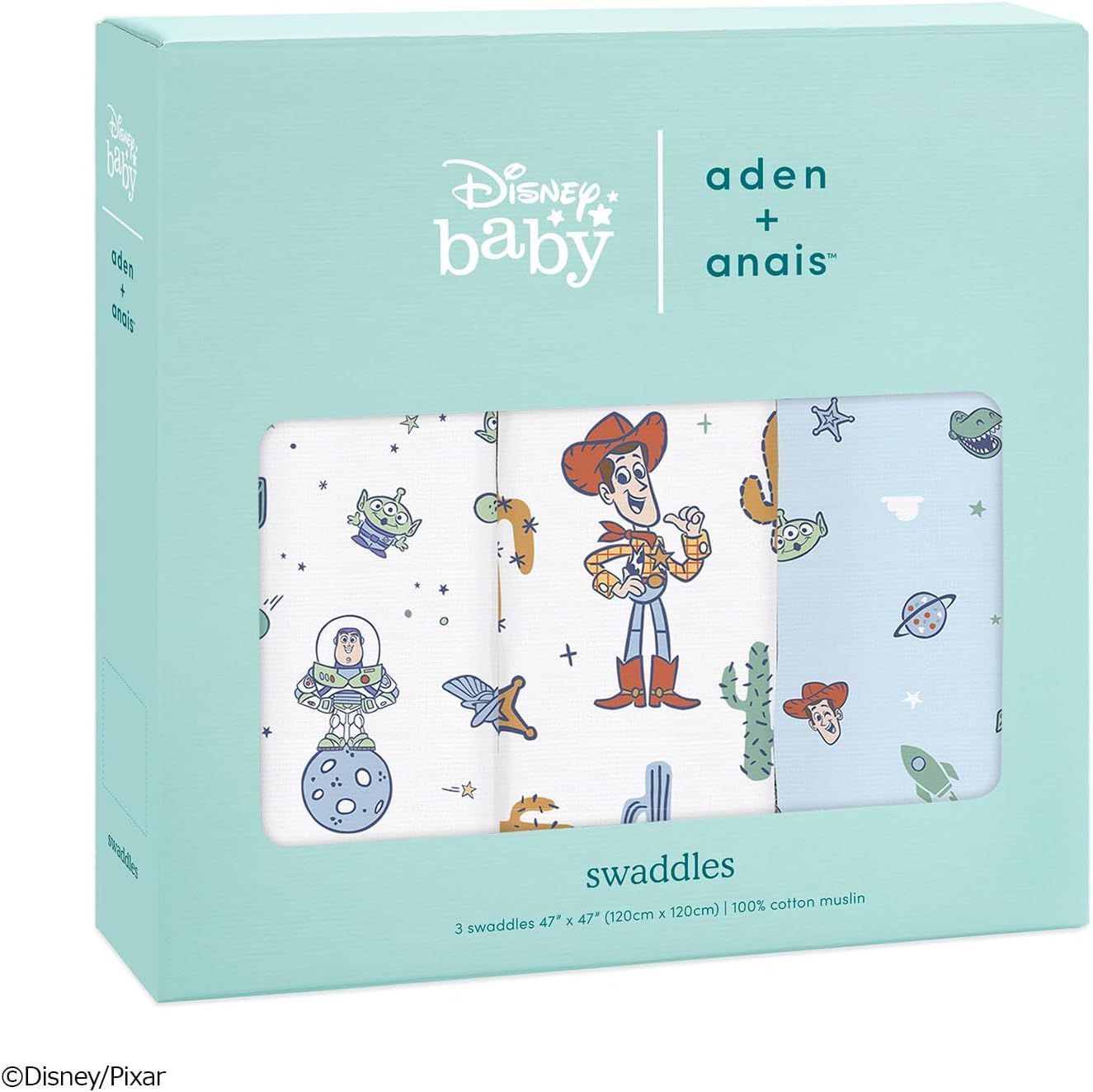 aden + anais(エイデンアンドアネイ) [Disney] モスリンスワドル3枚入り 日本正規品 ディズニー トイストーリー toy story 3-pack classic swaddles ASWC30010DI 120 x 120cm 新生児