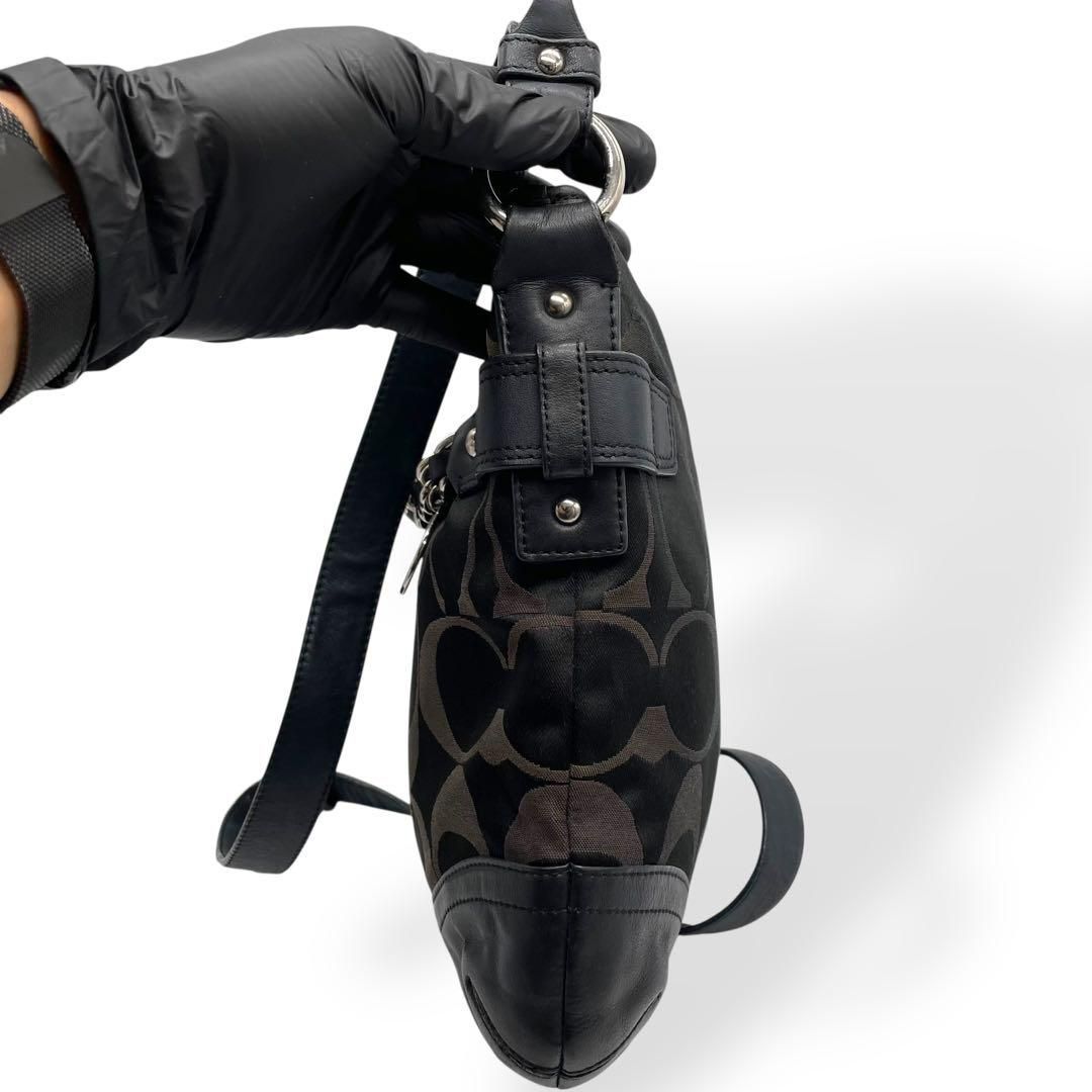 極美品 COACH メッセンジャーバッグ F70443 ナイロン レザー 極美品】COACH ナイロン フラップ メッセンジャー ショルダー