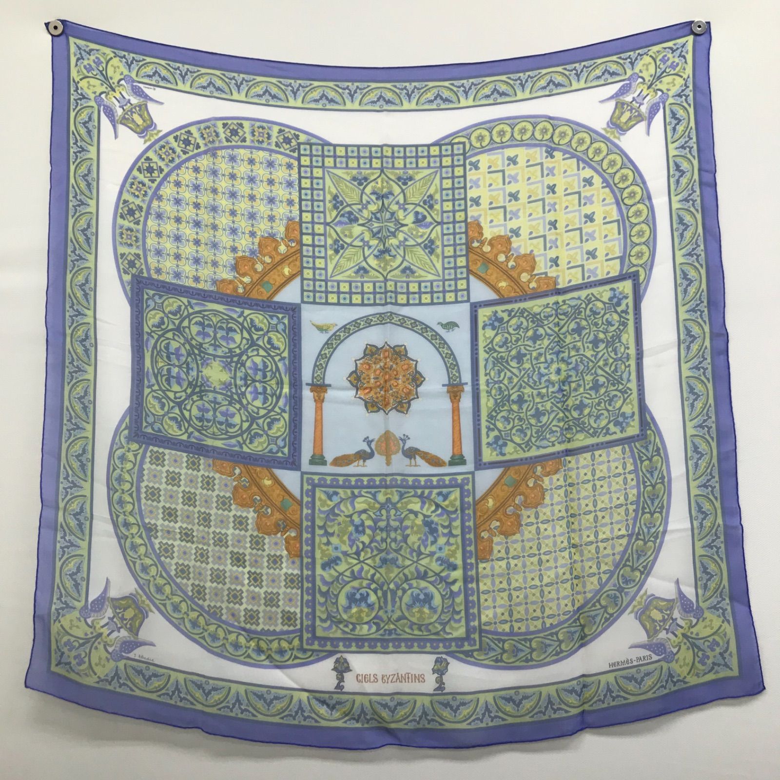 【希少！早い者勝ち！】HERMES カレ90 ビザンチンの空 グリーン HERMES エルメス カレ90 CIELS BYZANTINS ビザンチンの空 スカーフ