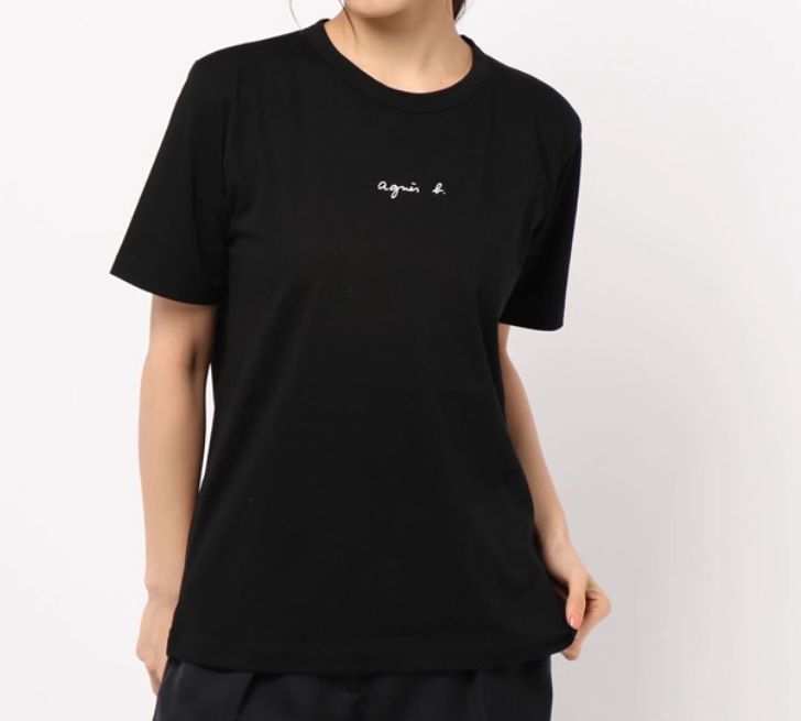 agnes b. アニエスベー Tシャツ ブラック ロゴ レディース