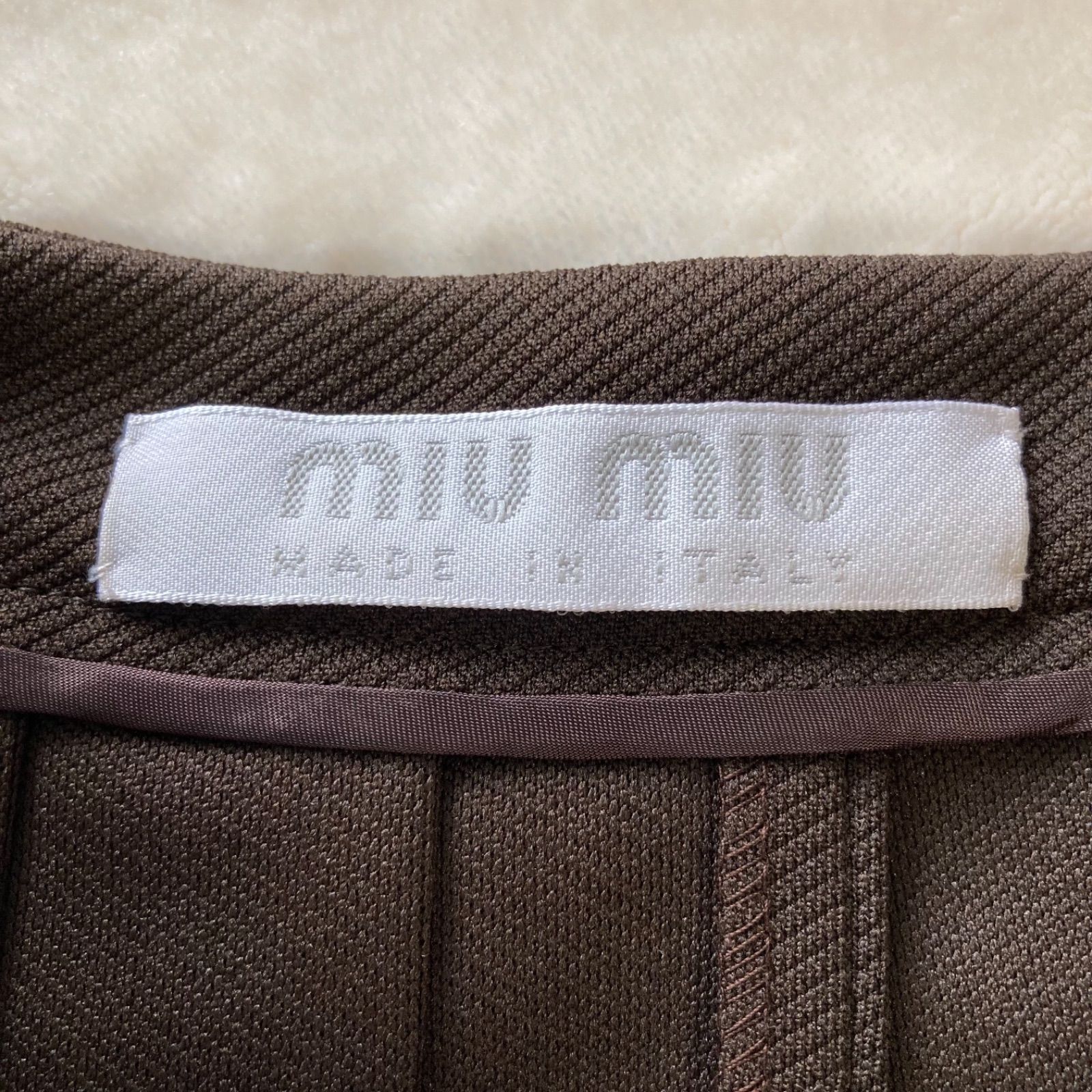 美品☆ MIUMIU ミュウミュウ プリーツスカート 膝丈 ブラウン