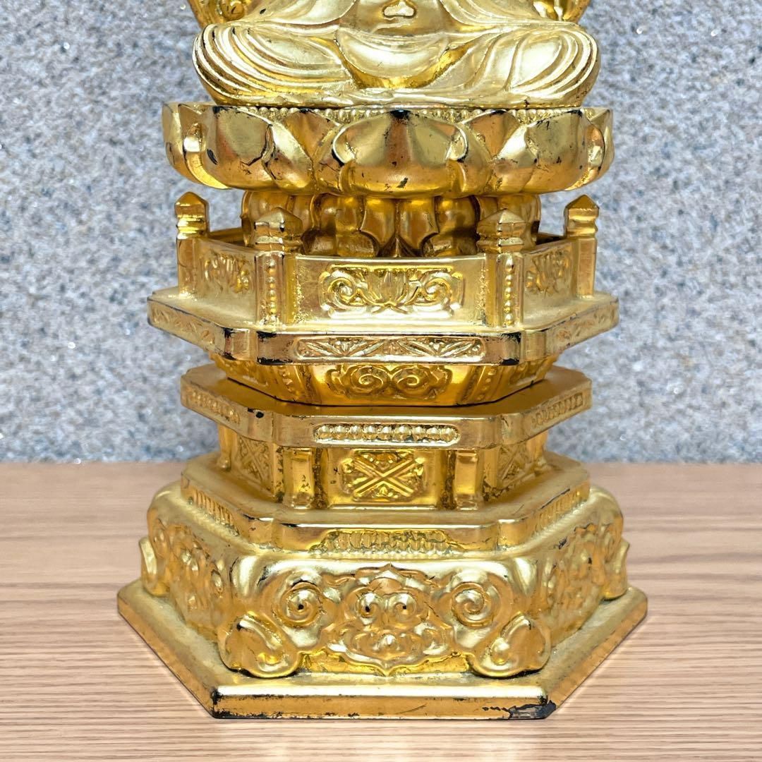 日本製》釈迦如来坐像 金☆仏像1体 金箔 雲光背 唐草光背 金中七 中七 