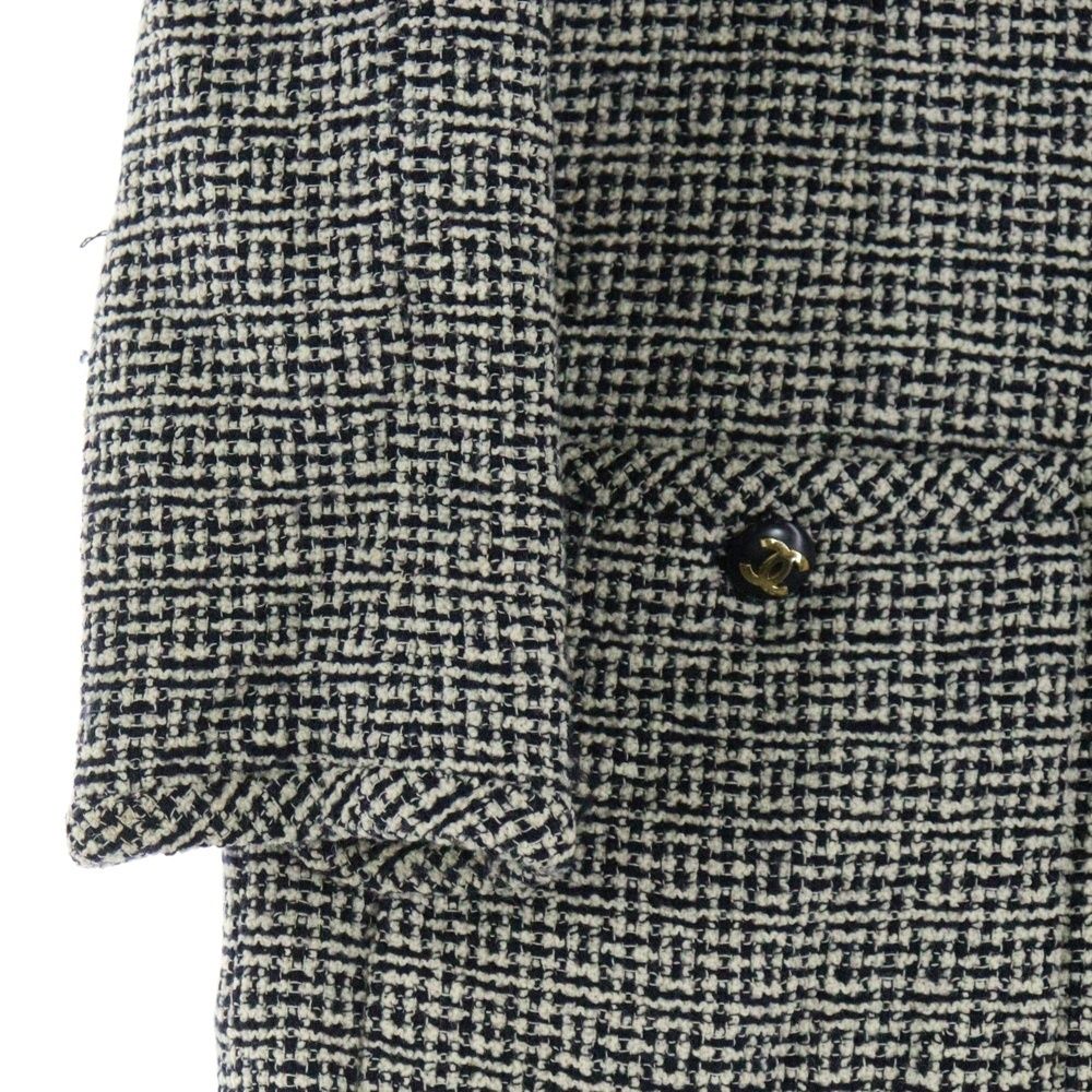 【ワイフ品】CHANELウール ココマークボタン ノーカラージャケット CHANEL シャネル BOUTIQUE ヴィンテージ vintage ノーカラー