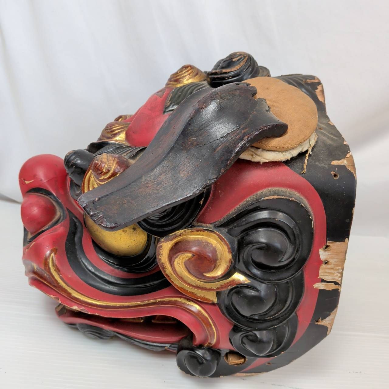 獅子舞の頭 木製 年代物 骨董 劣化あり