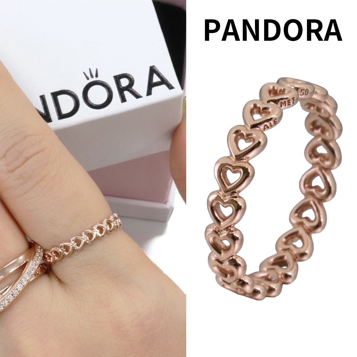 ☆【新品・正規品】ボックス・ショッパー付 PANDORA(パンドラ) ★バンド オブ ハート リング ローズゴールド★ 14金 カスタマイズアクセ ブレスレット ブランド アクセサリー