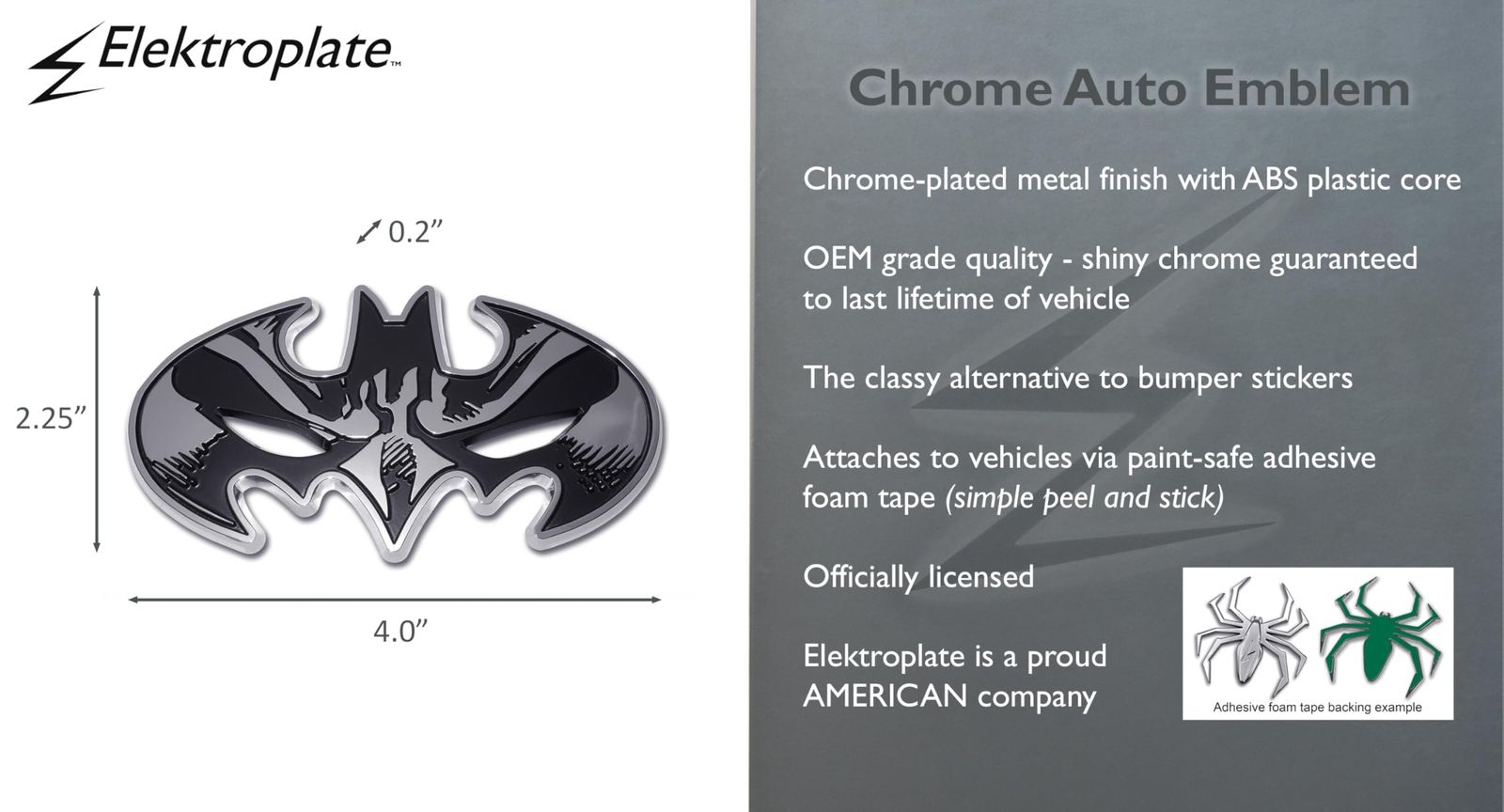 Elektroplate バットマンマスクメタルオートエンブレム。 