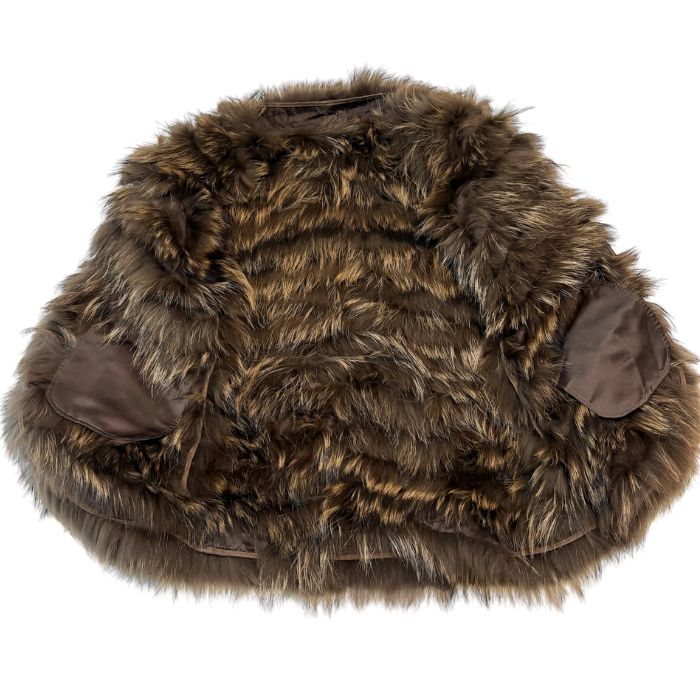 未使用・保管品】伊太利屋 毛皮 ラクーン コート ファートリム タグ