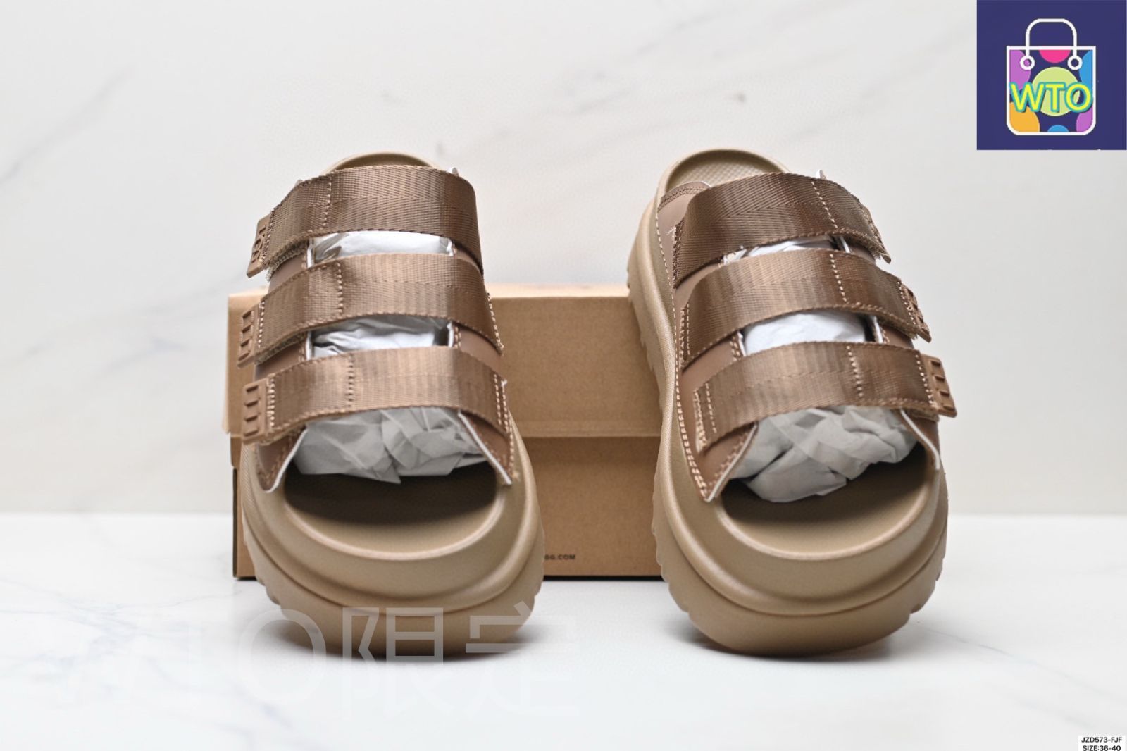 UGG マジックテープ サンダル レディース 新品未使用元箱付き23cmブラウン 今日特価】UGG 2025 夏の新商品 レディースゴールデンシリーズ