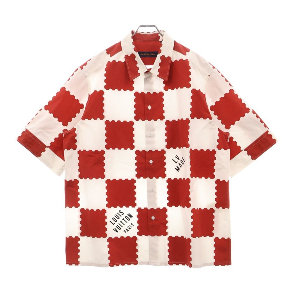 LOUIS VUITTON ルイヴィトン 22SS×NIGO Giant Damier Short Sleeve Shirt ニゴ ジャイアントダミエ半袖シャツ レッド|ホワイト RM221M JM7 HMS05W