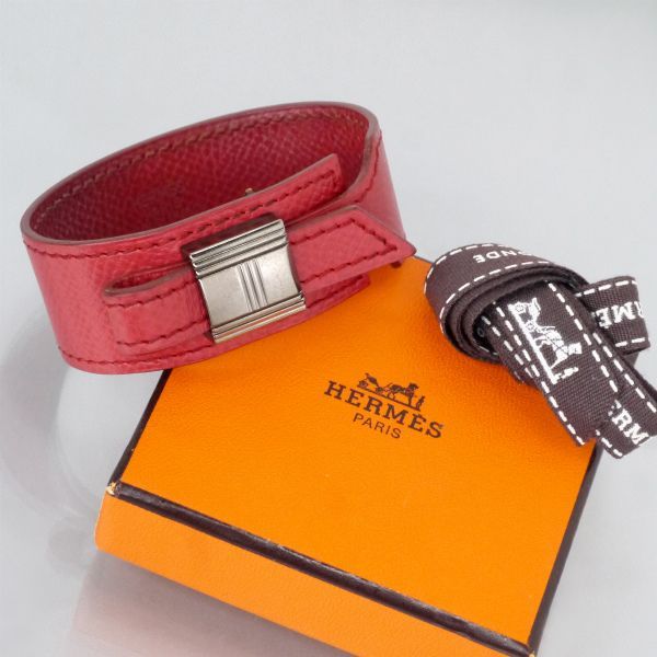 HERMES アルテミス カデナモチーフレザーブレスレット（赤） - メルカリ
