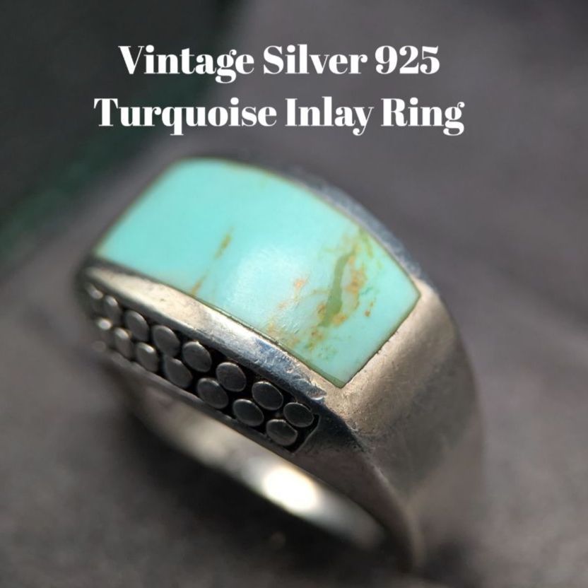 NF CHAPAL ZENRAY製 スターリングシルバー925 ターコイズ インレイリング 13.2号 7.8g ヴィンテージ