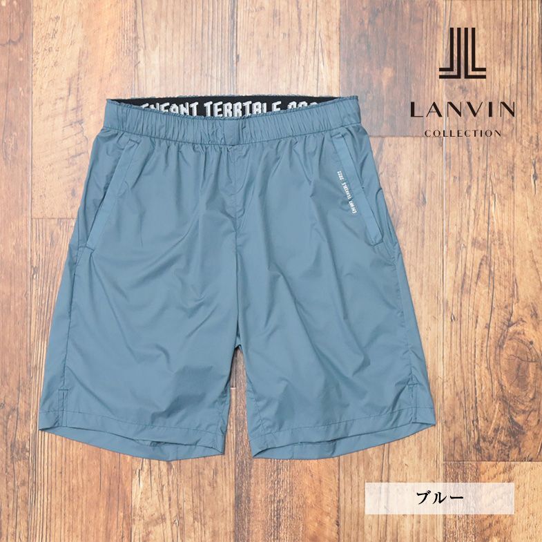 春夏/LANVIN COLLECTION/48サイズ/イージー ハーフパンツ 撥水 軽量リップストップ 無地 スポーティー 日本製 新品/青/ブルー/ib203/