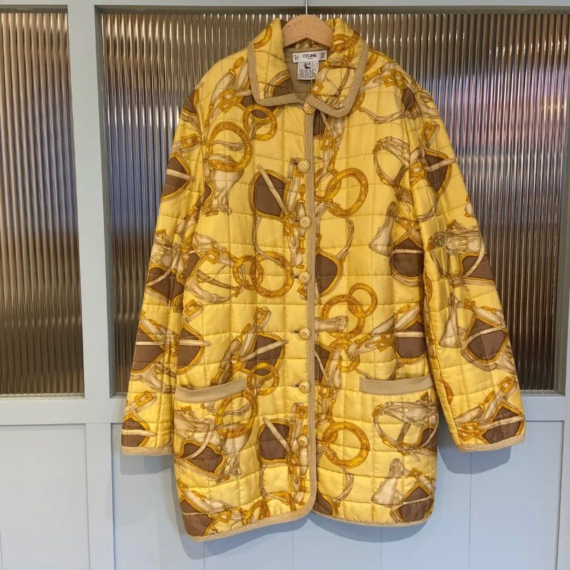 セリーヌ CELINE ヴィンテージ キルティングコート 中綿 ロング丈 絹 シルク M 青 ブルー ■GY2 /SI28 レディース セリーヌ CELINE キルティングコート coat(セリーヌ)キルティングコート CELINE（ロングコート）のフリマアイテム一覧 公式RAGTAG