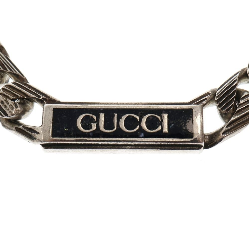 GUCCI (グッチ) ロゴ プレート ネックレス Ag925 シルバー ロゴ