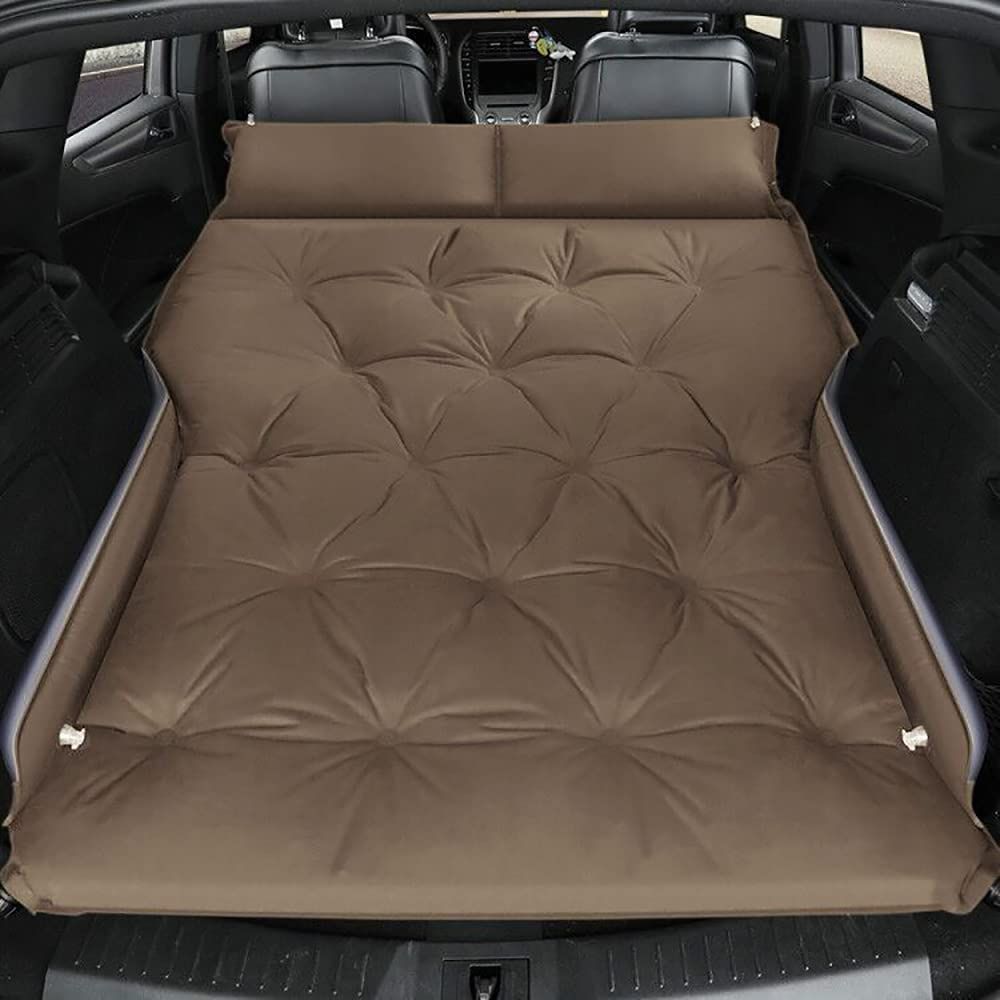 【在 庫 処 分】キャンプ用 アウトドア 各車対応 収納袋つき MPV SUV 後部座席用マット 携帯便利 軽量 折りたたみ 自動膨張式 エアーマット (ブラウン) 車載 マット 車中泊 車中泊 エアーベッド