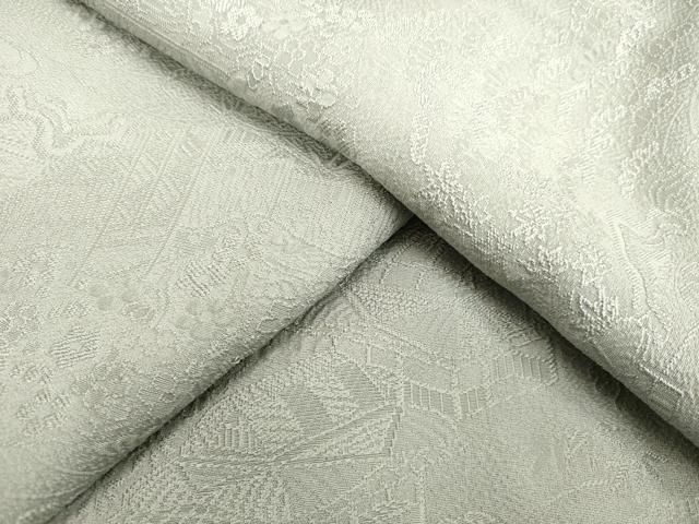 平和屋着物●上質な色無地 風景地紋 灰青色 正絹 DAAV1110tw