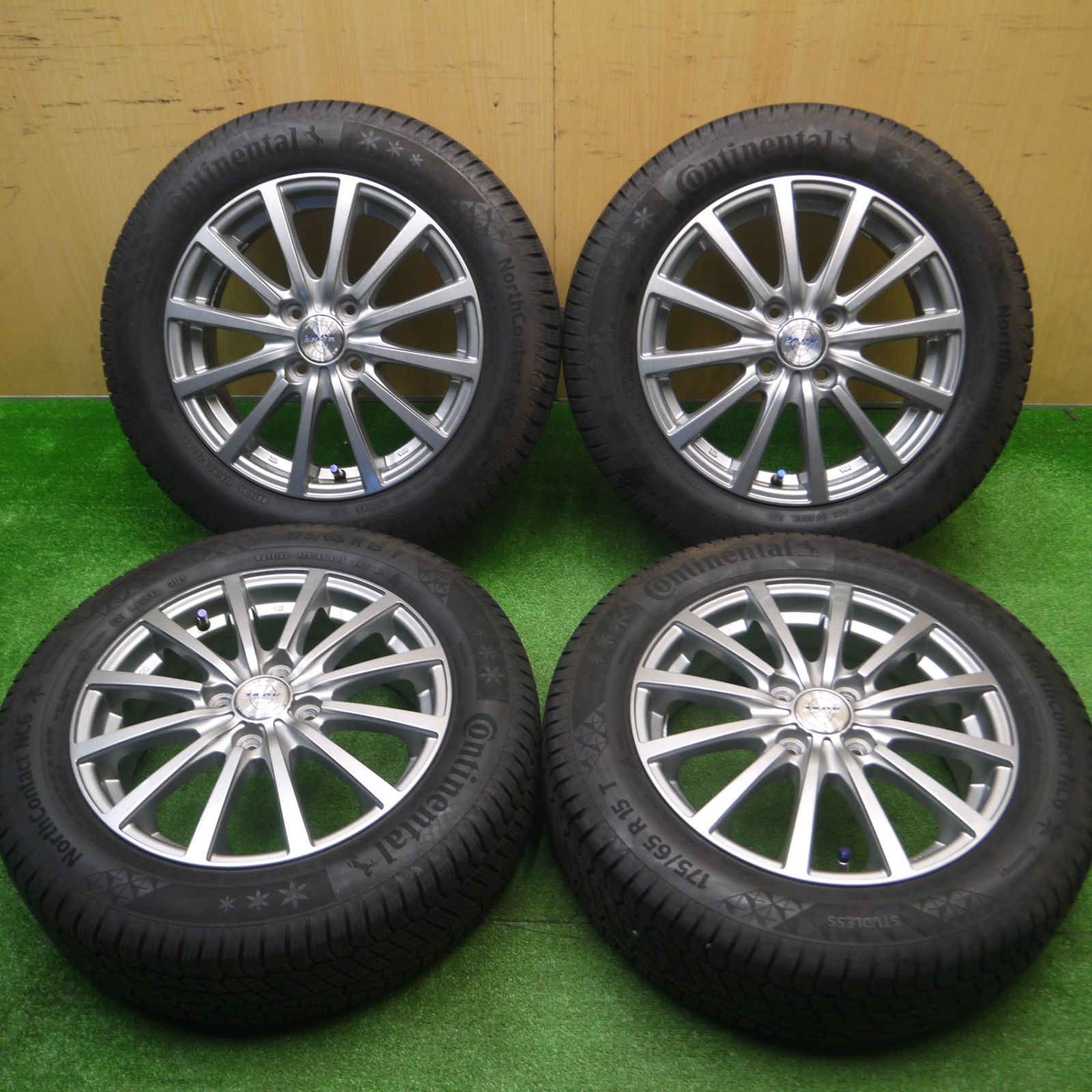 [送料無料] バリ溝!21年! キレイ! 9.5分スタッドレス 175/65R15 コンチネンタル ノースコンタクト NC6 ZACK JP-112 MONZA 15インチ PCD100/4H4092702Hス