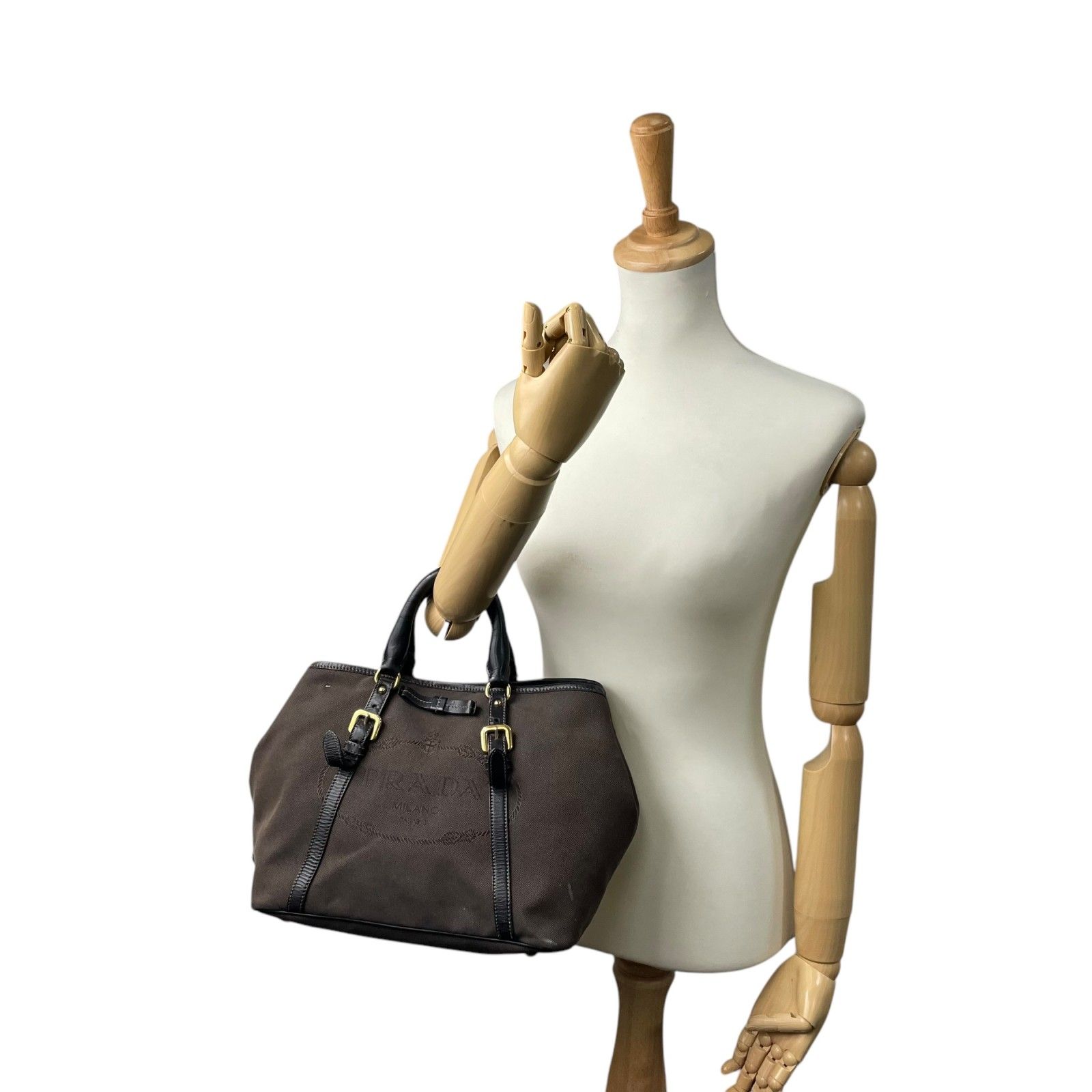極美品 PRADA プラダ 2WAY ハンドバッグ トートバッグ ロゴ