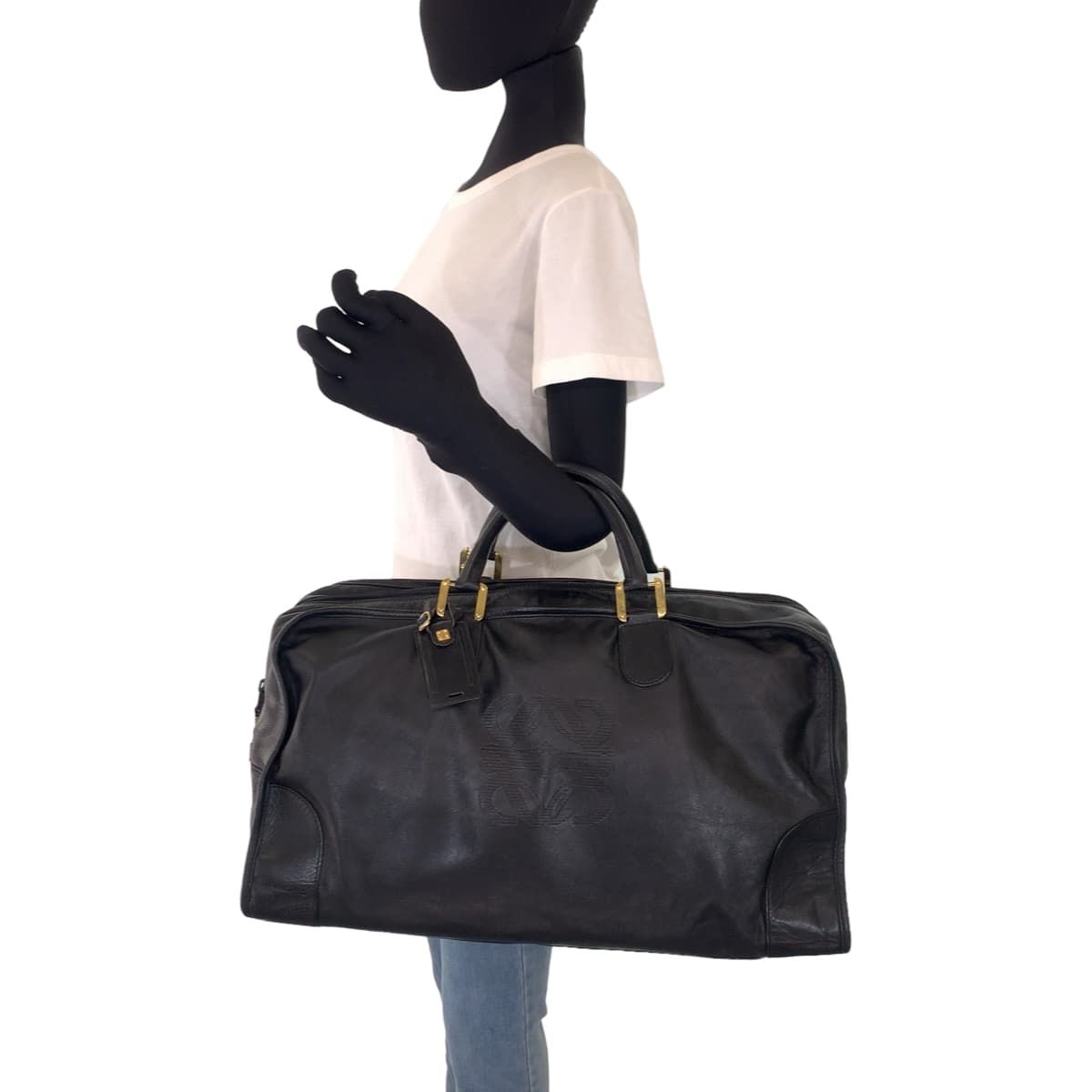 LOEWE ロエベ アマソナ50 ブラック 黒 ゴールド金具 レザー ボストン