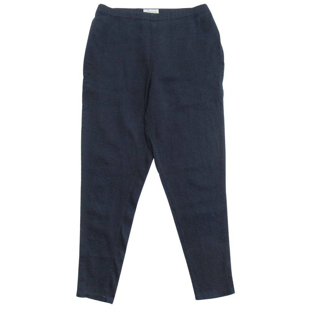 80 s Yohji Yamamoto ヨウジヤマモト リブ ワイド テーパード パンツ サイドボタン 丸文字タグ ヴィンテージ S 紺 ネイビー メンズ レディース 古着