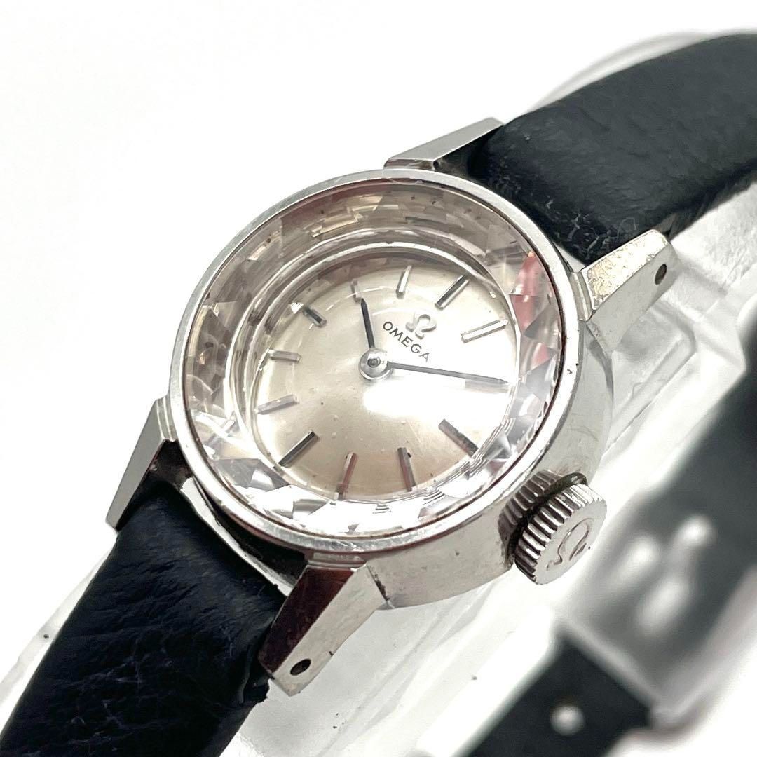 A033 アンティーク OMEGA オメガ 手巻き機械式 カットガラス シルバーダイアル レディースウォッチ