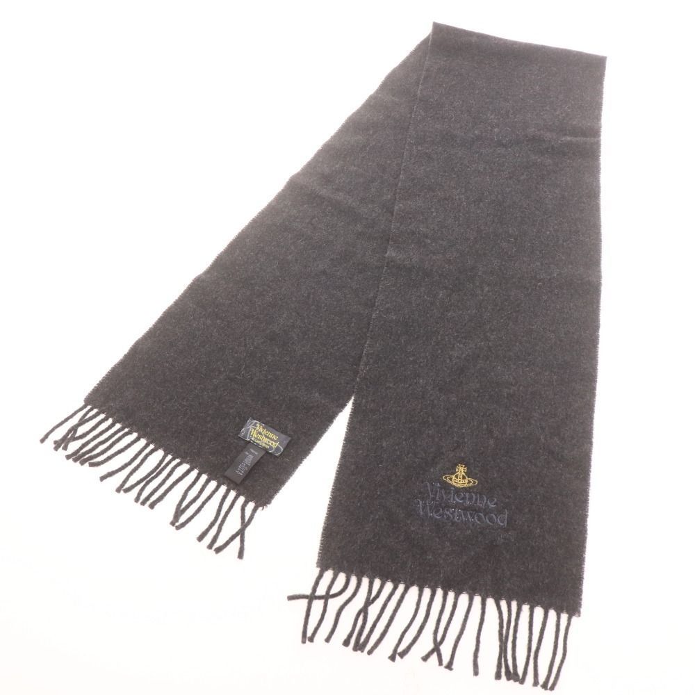 ヴィヴィアンウエストウッド　マフラー　オーブ刺繍 ヴィヴィアンウエストウッド ウールマフラー ユニセックス オーブ ロゴ