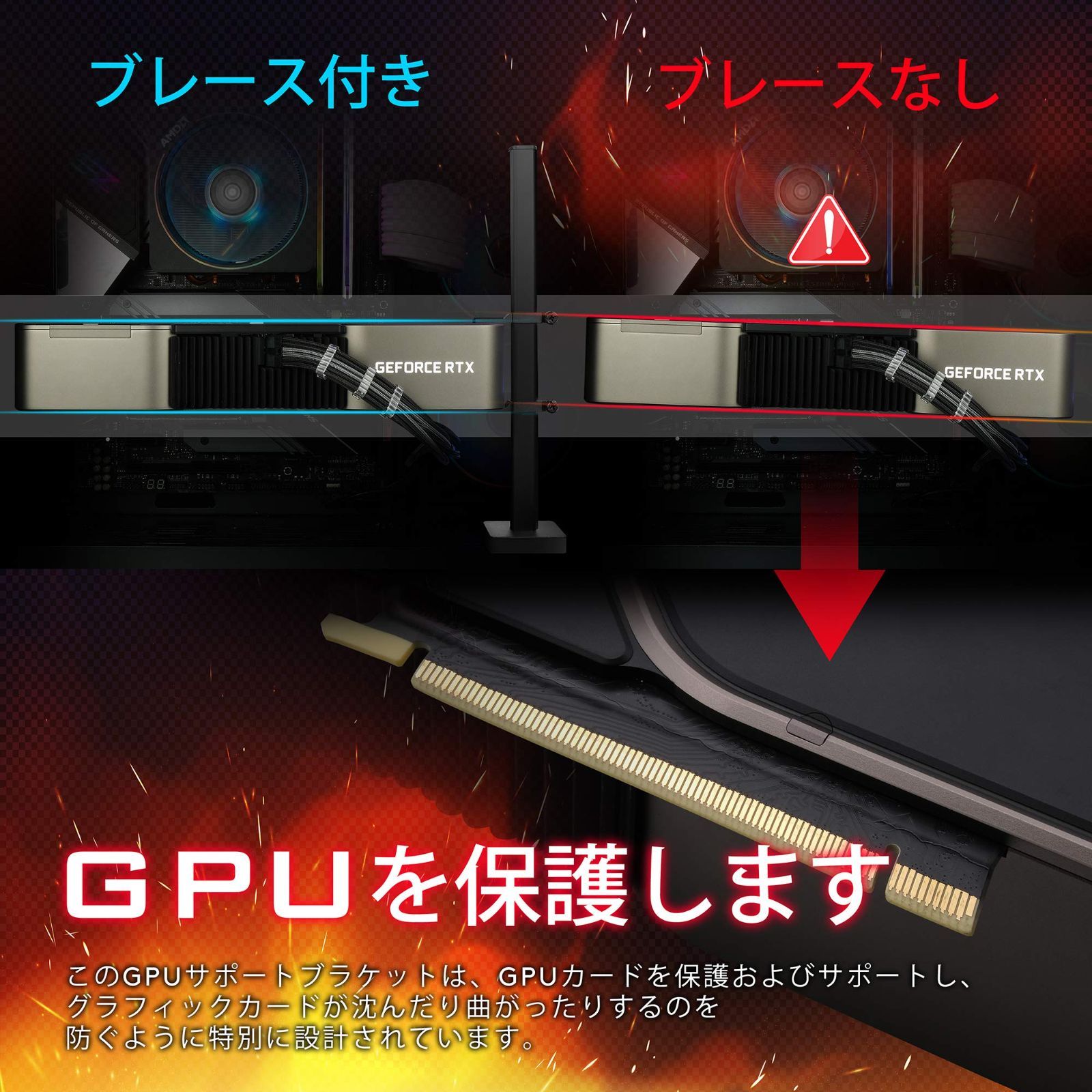 ARGB GPU サポート ブラケット GPU ブレース サポート 5V 3Pin GPU ホルダー GPU サポート スタンド 拝み ビ