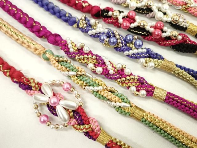 平和屋着物●和装小物 振袖用飾り付き帯締め10本セット パール 花 金銀糸 CAAX8205ju