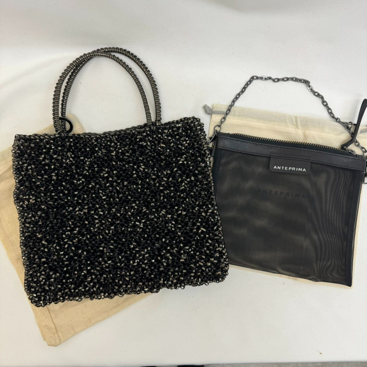 K セット売り ANTEPRIMA アンテプリマ ワイヤーバッグ ハンドバッグ メッシュインナーバッグ ブラック