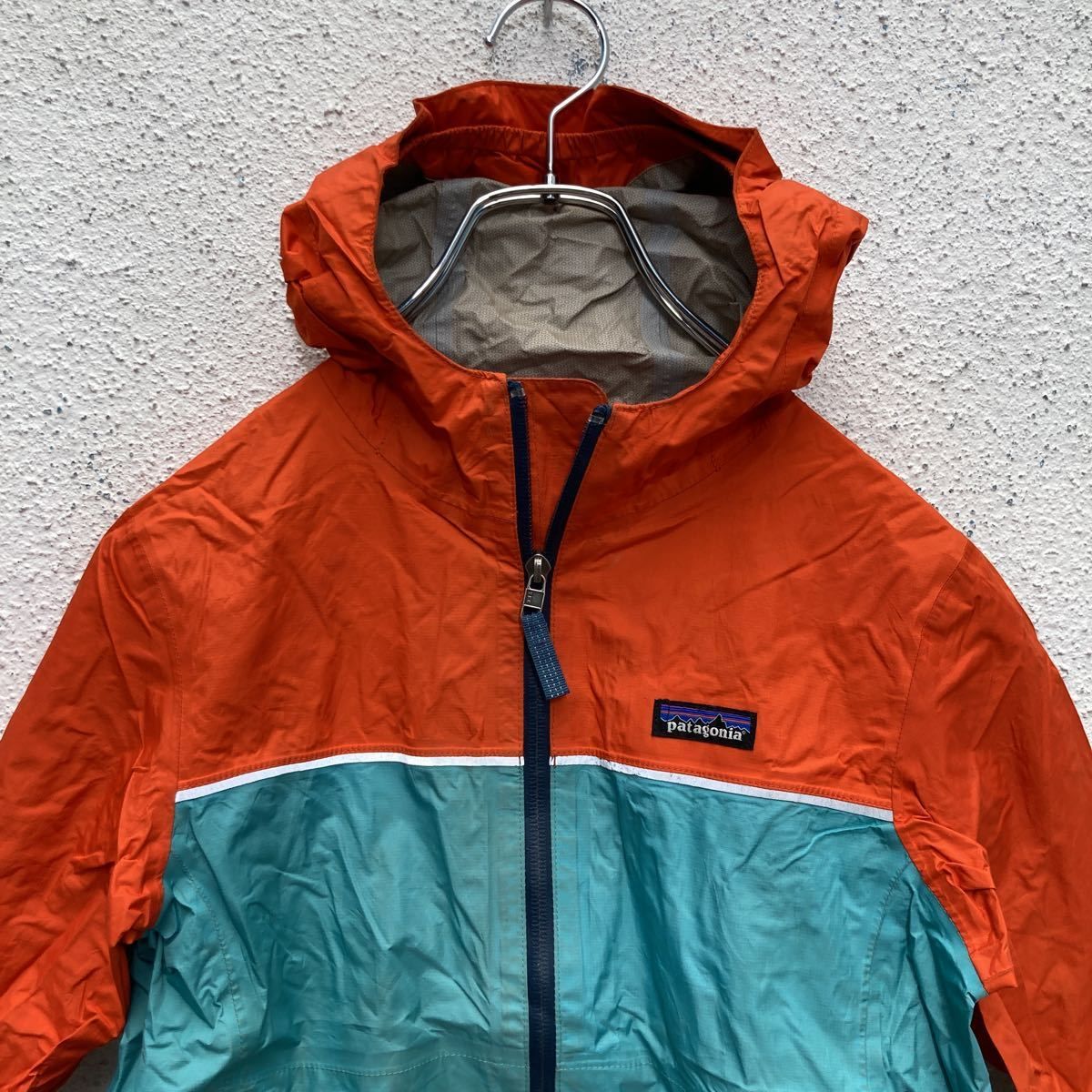 patagonia マウンテンパーカー キッズ S オレンジ ターコイズ パタゴニア ナイロン ジップアップ 古着卸 アメリカ仕入 a510-5690  - メルカリ