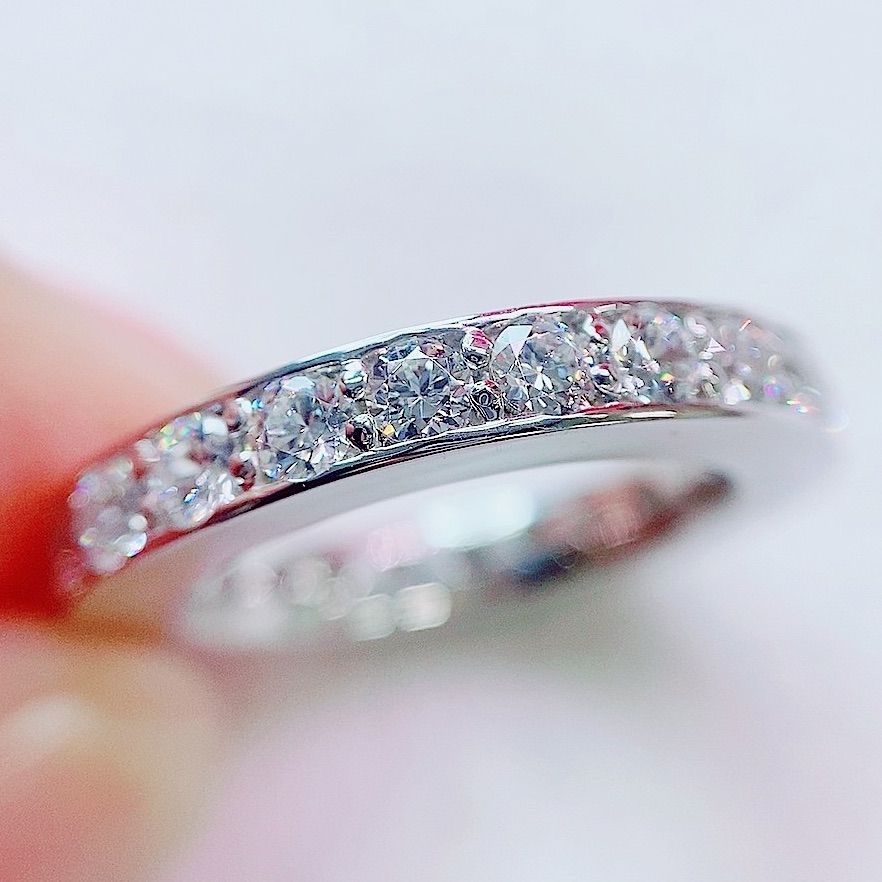 完全オーダー制☆1.90ct☆✨ダイヤレール留めフルエタニティリング指輪 