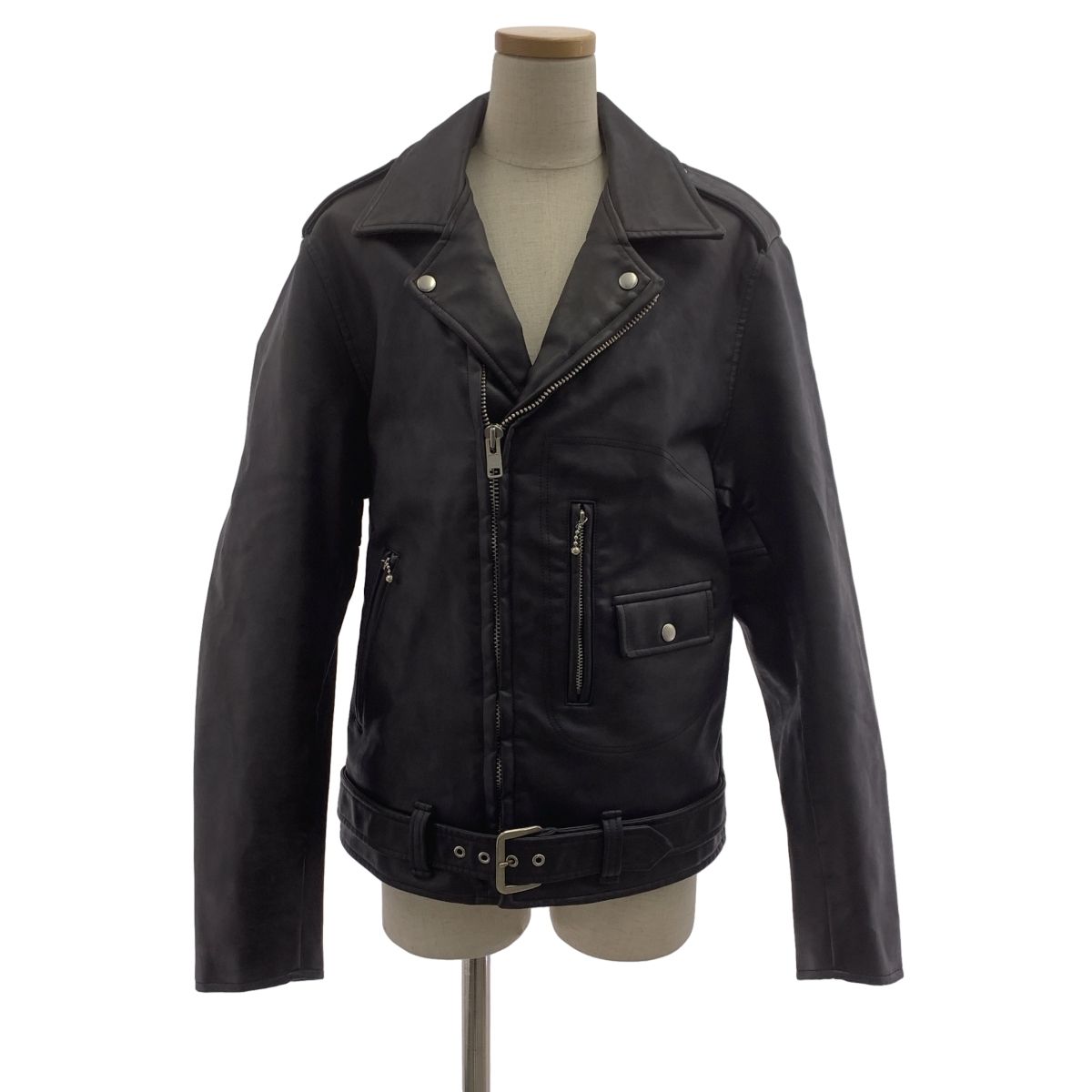 JUNYA WATANABE COMME des GARCONS ジュンヤワタナベ レザー スタッズ ダブルライダース ジャケット 総裏地 S ブラック レディース