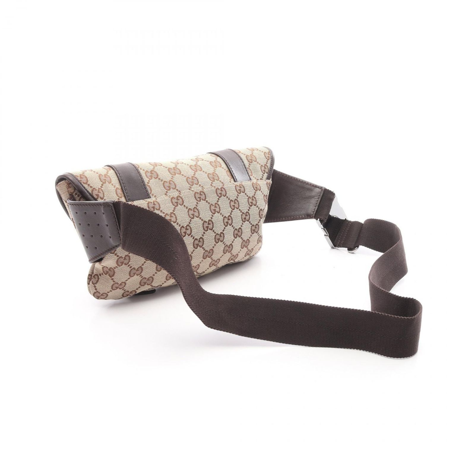 グッチ GUCCI ウエストバッグ GGキャンバス 145851 ベージュ ブラウン キャンバス レザー ボディバッグ ユニセックス Used B