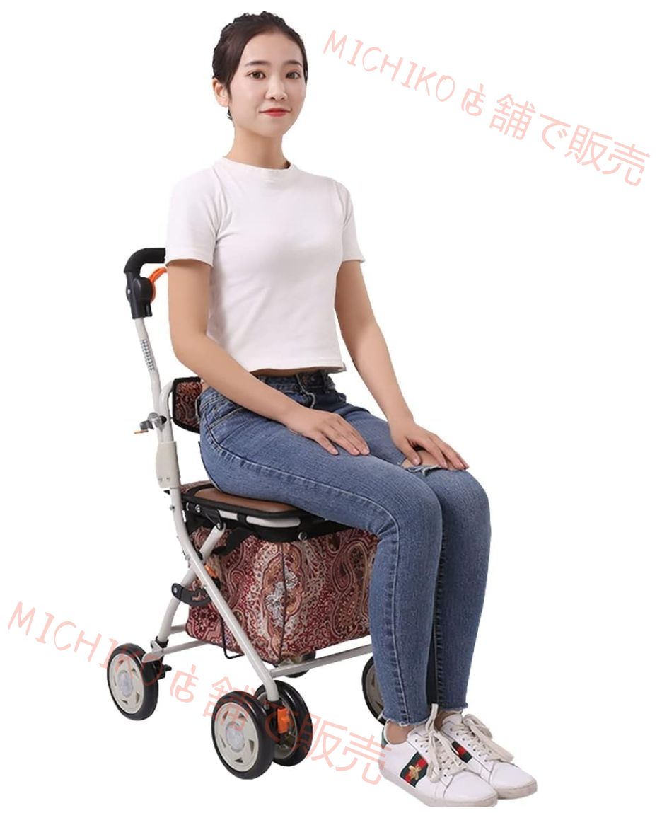 高齢者向けショッピングカート 高齢者用 軽量 歩行車カー シルバーカー 折りたたむアルミニウム