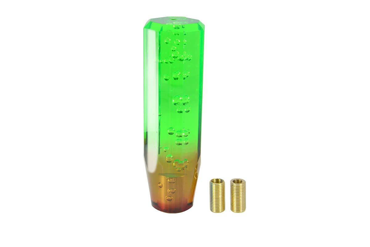 SakaSK クリスタルシフトノブ バブル 八角 150mm 泡入り 汎用 オクタゴン 2色混合 アダプター付き (グリーン u0026 ブラウン (緑 茶)) [グリーン u0026 ブラウン ( 緑 茶 )]
