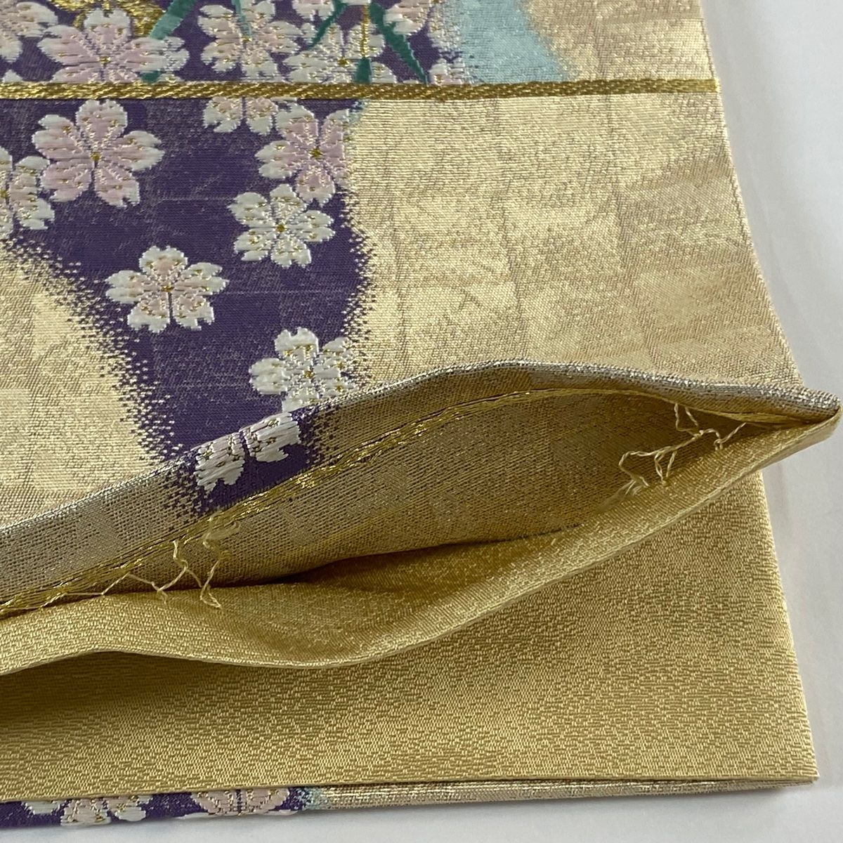 袋帯 美品 秀品 やまと 桜 金銀糸 箔 紫 六通 正絹｜中古・古着