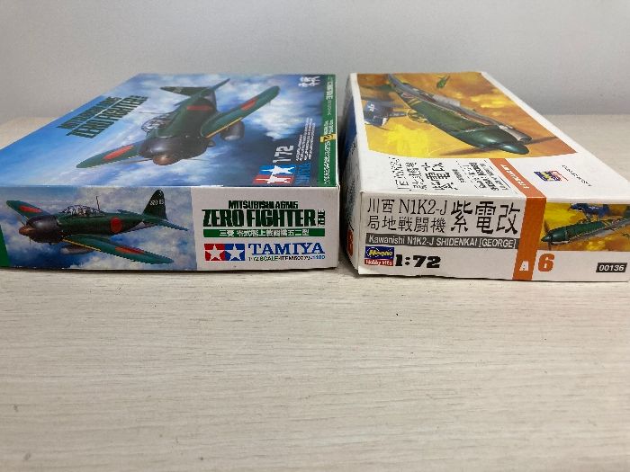 E3d 軍用機プラモデル TAMIYA タミヤ 零戦 三菱 川西N1K2-J 紫電改 A6 箱付き 長期保管品 内袋未開封 2点セット