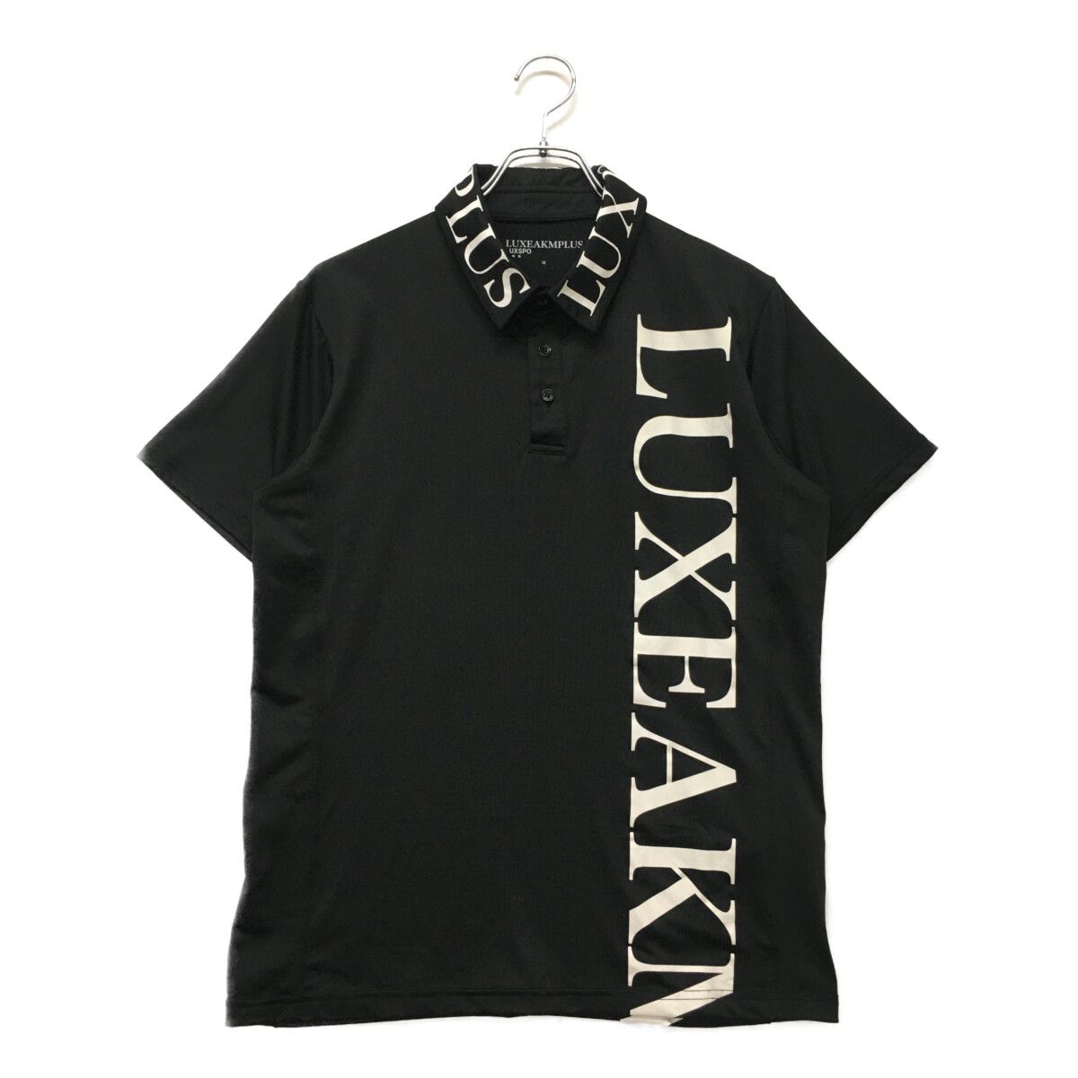 coco 中古 リュクスエイケイエムプラス LUXEAKMPLUS メンズ 半袖ポロシャツ M ブラック サイド切替 中古 メンズ リュクスエイケイエムプラス LUXEAKMPLUS 半袖