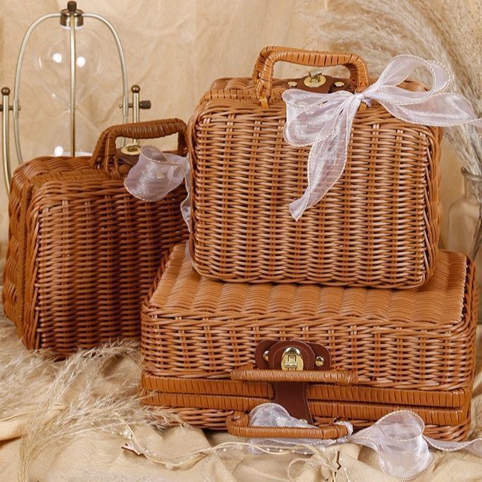 ラタン 蓋付き収納バスケット ブラウン Renatus 家具・インテリア ラタン 蓋付き収納バスケット ブラウン