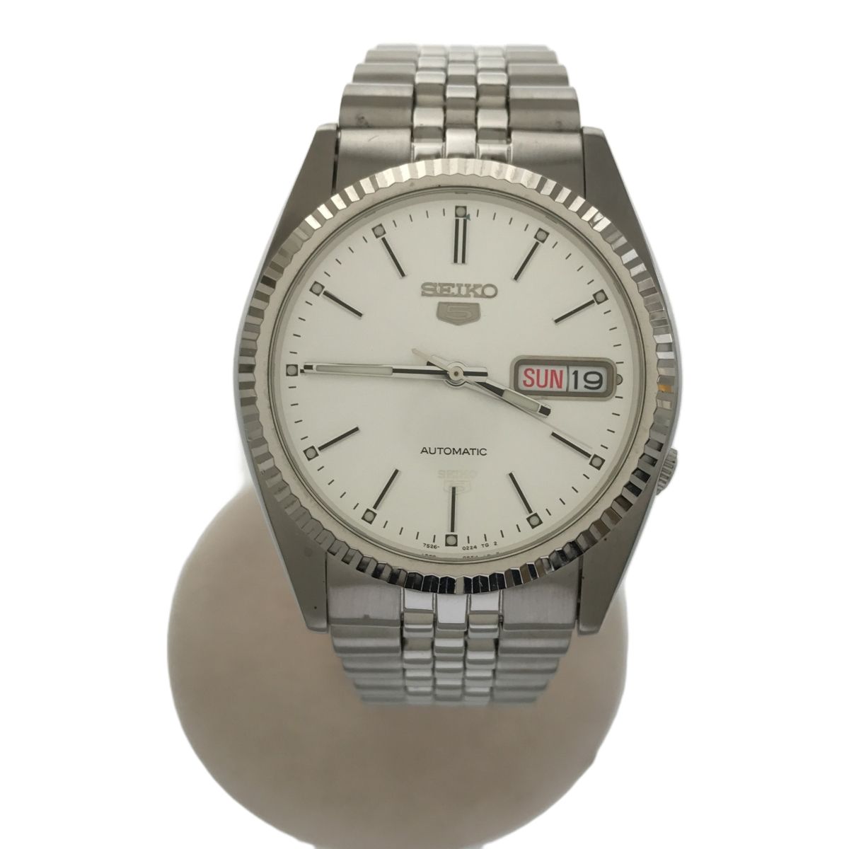 稼働✨ セイコー5 時計 自動巻き デイデイト シルバー 7S26-3110 稼働