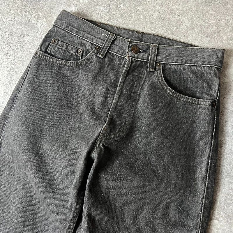 90s USA製 Levis 501 先染め ブラックデニム 28 オールド-