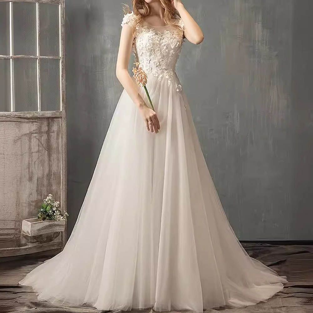 ☆送料無料☆M(9号)☆フリルとチュールのウエディングドレス(OPN2240  