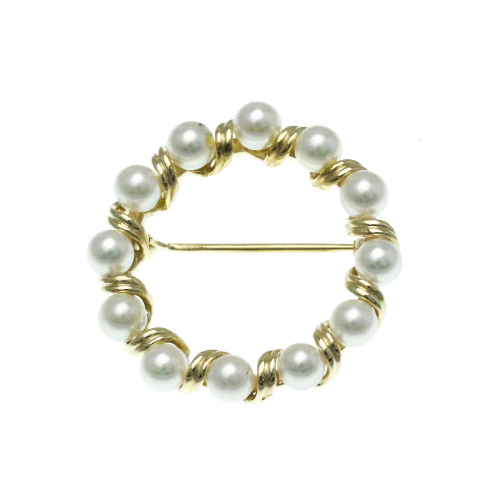 ミキモトブローチ金　14金　パール ミキモト(Mikimoto) パール ブローチ 14金イエローゴールド 真珠