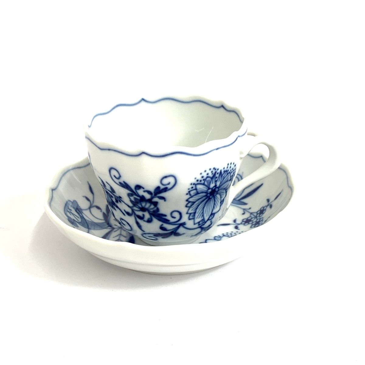 マイセンデミタス Meissen マイセン デミタスカップ＆ソーサー ブルーオニオン ホワイト