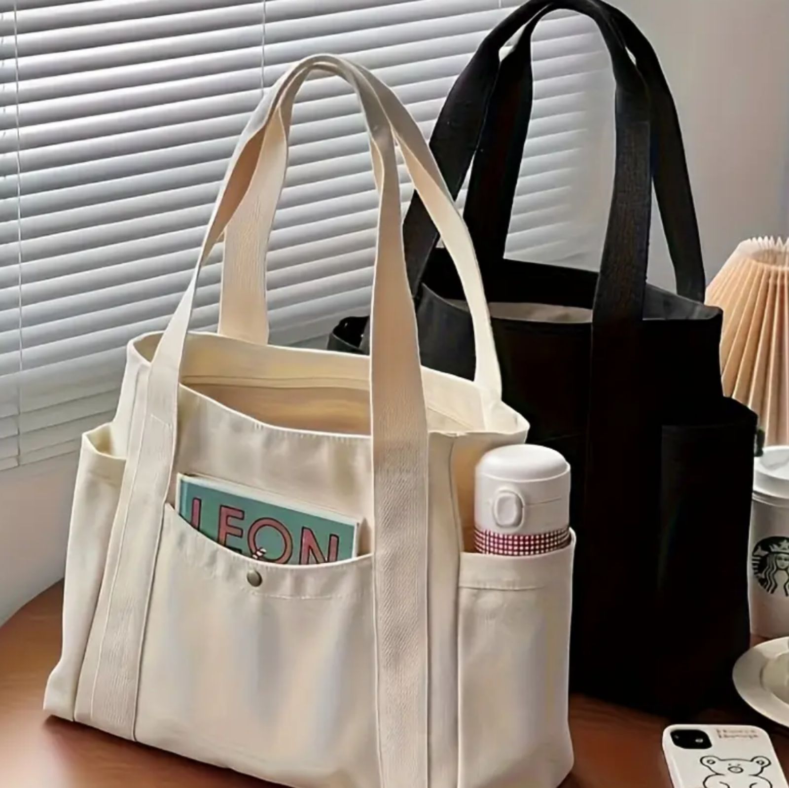 新品未使用 キャンバストートバッグ ブラック - メルカリ