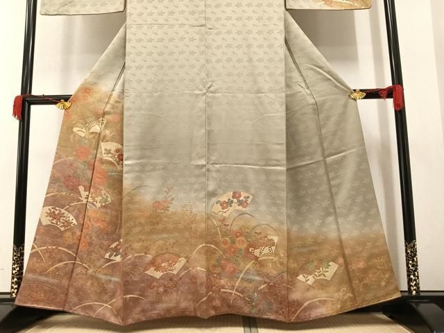 平和屋着物□訪問着 刺繍 地紙草花文 暈し染め 金彩 ますいわ屋扱い  