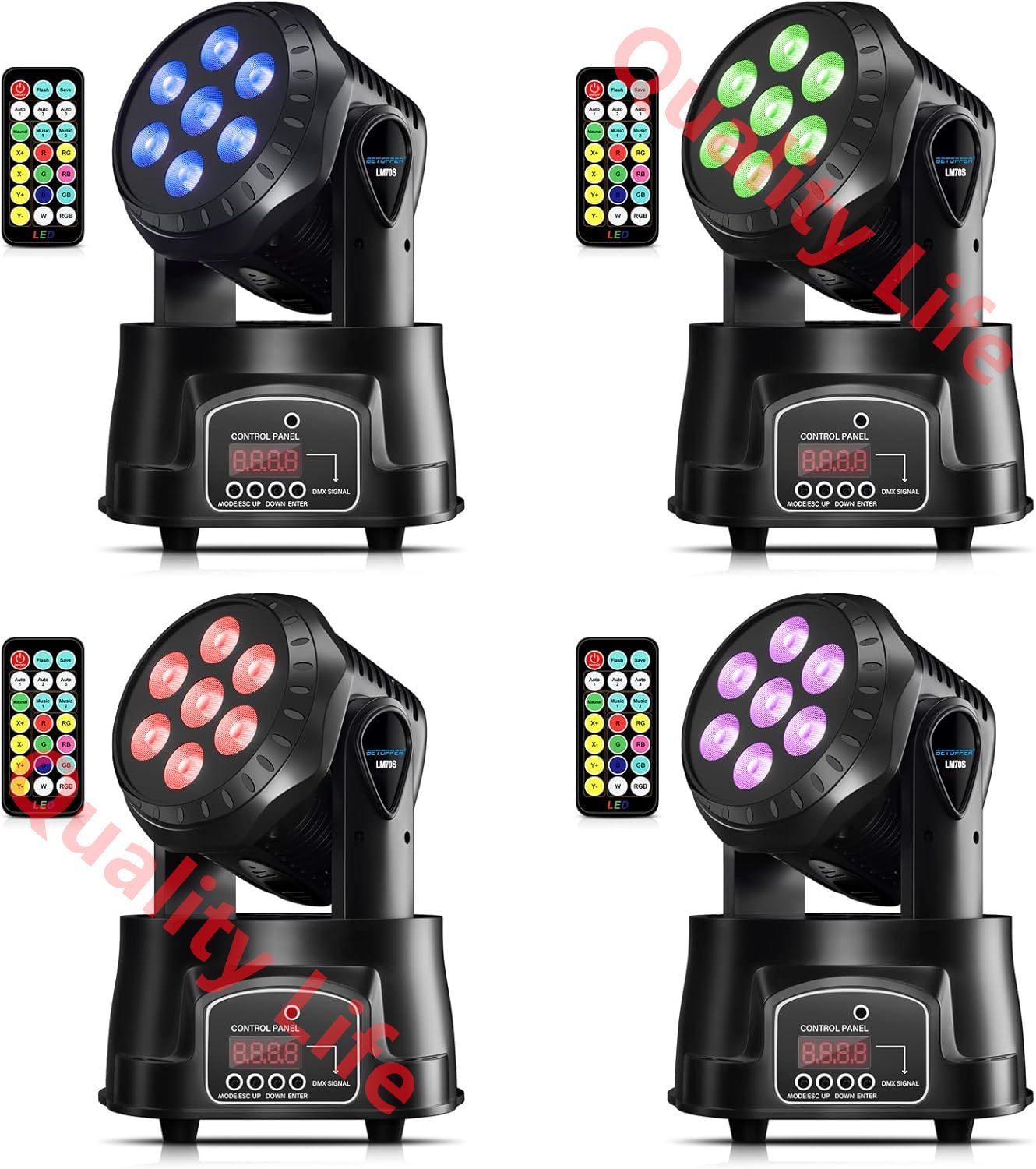LEDムービングライト舞台照明7x8W RGBW DMX512 リモコン付き ディスコライト ステージライト7色変換 ステージ照明 9 14CH 高速回転 高輝度 音楽連動 操作便利 舞台 演出 リモコン LM70SR 1 NEXPOTALLINN_EU