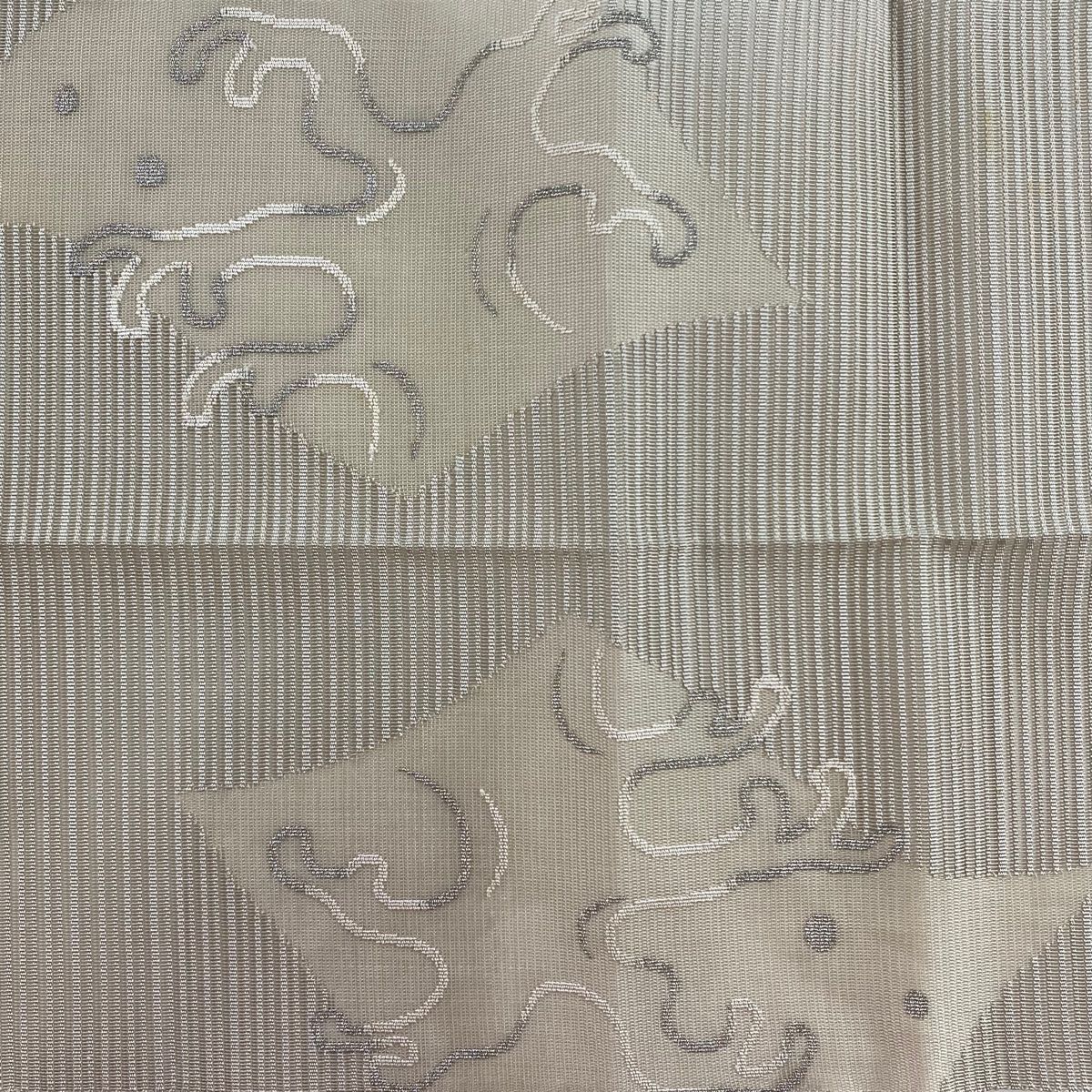 絽綴れ 名古屋帯 正絹 夏帯 ピンク×グリーン 松葉仕立て 絽綴れ 名古屋帯 正絹 夏帯 ピンク×グリーン 松葉仕立て