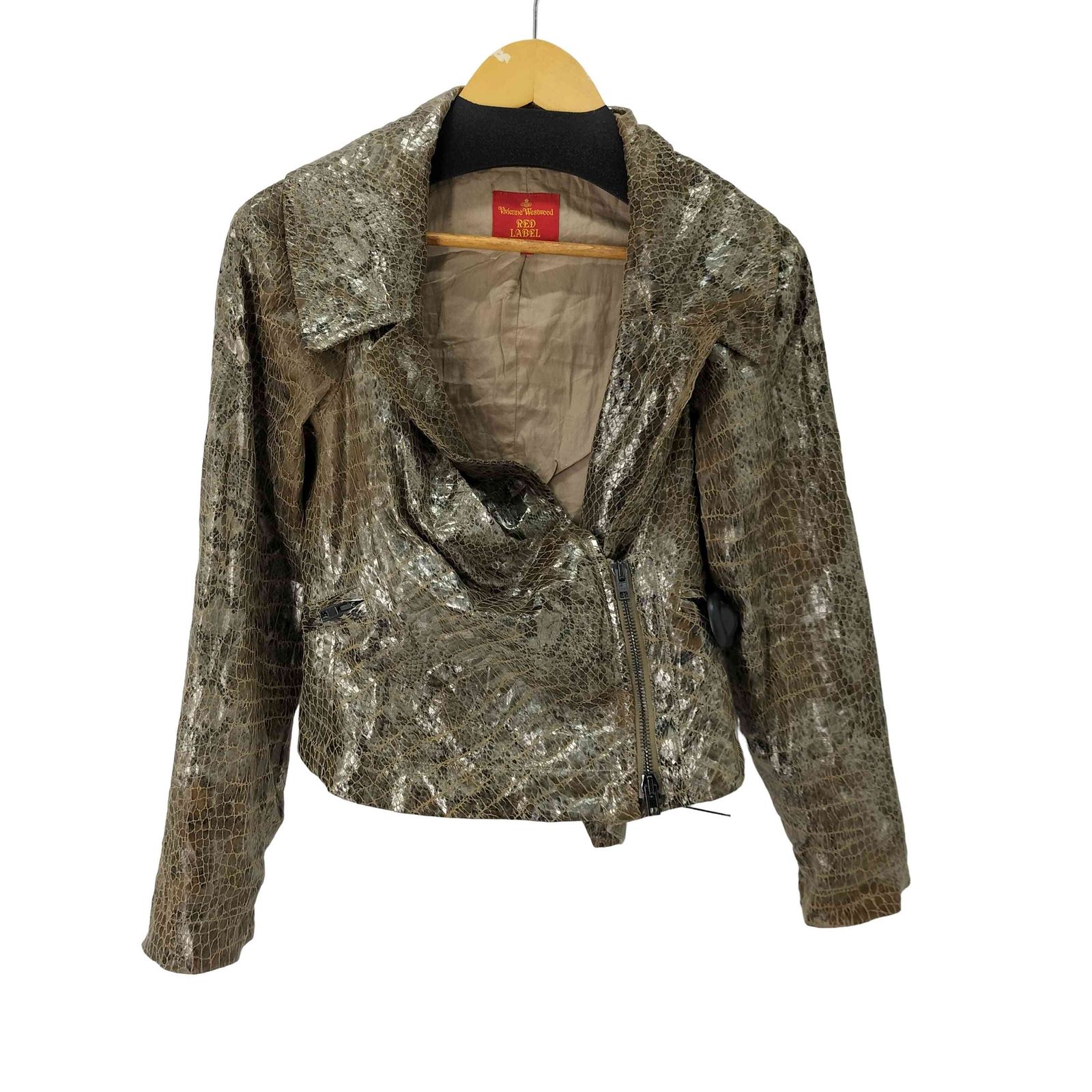 ヴィヴィアンウエストウッドレッドレーベル Vivienne Westwood RED LABEL Biker Jacket クロコレザーフェイクレザージャケット レディース 44