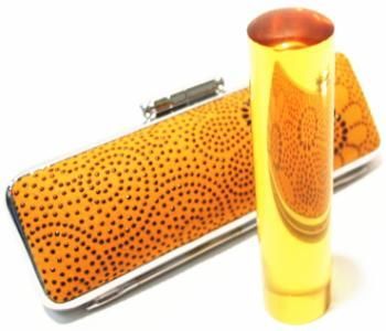 印鑑 はんこ セット シトリン 黄水晶 18mm 実印 鹿革 黄印伝 印鑑ケース ケース付き 菊柄 朱肉付き おしゃれ プレゼント ギフト 女性 男性 夫婦 結婚 成人 祝い